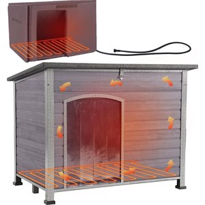 Aivituvin AIR75 43.3-in Heated Metal Frame Outdoor Dog House, Gray, Large