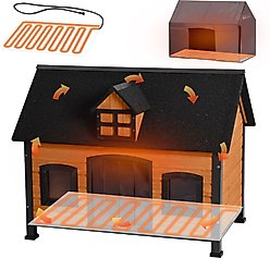 Aivituvin AIR90 Heated Insulated Wooden Dog House, Brown