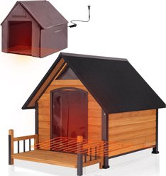 Aivituvin AIR80 Heated Wooden Dog House, Brown, Large