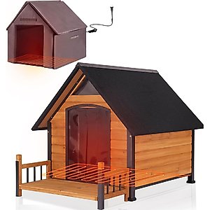 Aivituvin AIR80 Heated Wooden Dog House, Brown, Large