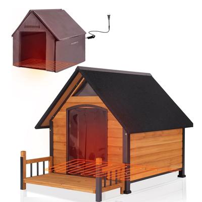 Aivituvin AIR80 Heated Wooden Dog House, Brown