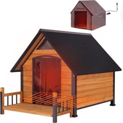 Aivituvin AIR80 Heated Wooden Dog House, Brown, Medium