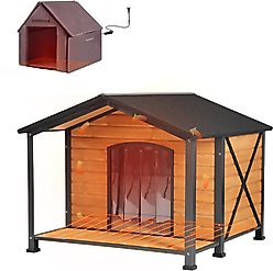 Aivituvin AIR88 Heated Waterproof Wooden Dog House, Brown, X-Large