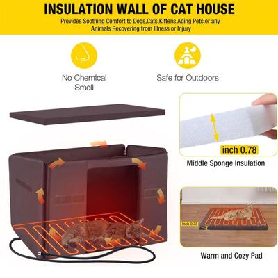 Show full view: Aivituvin AIR12 Insulated Wooden Outdoor Heated Cat House, Grey slide 3 of 8
