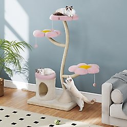 Coziwow 57-in Flower Plush Iron Frame Cat Tree & Condo