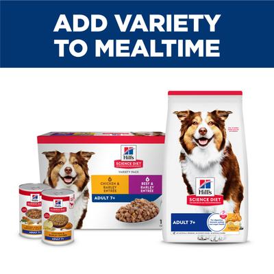 Show full view: Hill's Science Diet Senior Adult 7+ Chicken & Barley Entree Wet Dog Food, 13-oz can, case of 12 slide 8 of 12