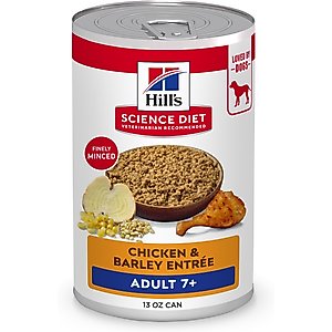 Hill's Science Diet Senior Adult 7+ Chicken & Barley Entree Wet Dog Food, 13-oz can, case of 12