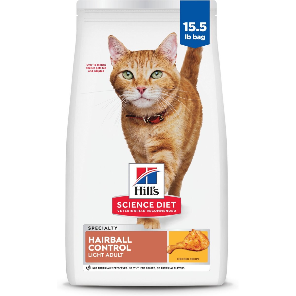 Hill's Science Diet Adult Hairball Control Light Dry Cat Food, 15.5-lb