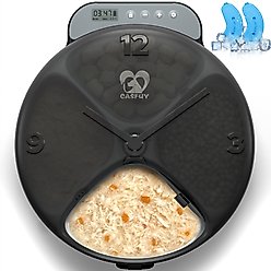 Casfuy 4-Meal Automatic Cat Feeder for Wet & Dry Food, Black