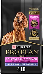 Purina Pro Plan Sensitive Skin & Sensitive Stomach Lamb & Oat Meal Formula Dog Food, 4-lb bag