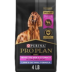 Purina Pro Plan Sensitive Skin & Stomach Adult with Probiotics Lamb & Oat Meal Formula High Protein Dry Dog Food, 4-lb bag