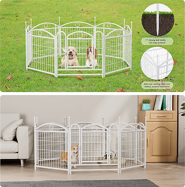 Show full view: Zeus & Ruta Foldable Metal Dog Playpen, White, 24-in, 8 panel slide 3 of 6