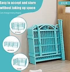 Zeus & Ruta Foldable Metal Dog Playpen, Blue, 24-in, 8 panel slide 2 of 7