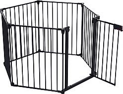 Zeus & Ruta Adjustable Safety Gate Dog Playpen, Black, 29-in, 6 panel