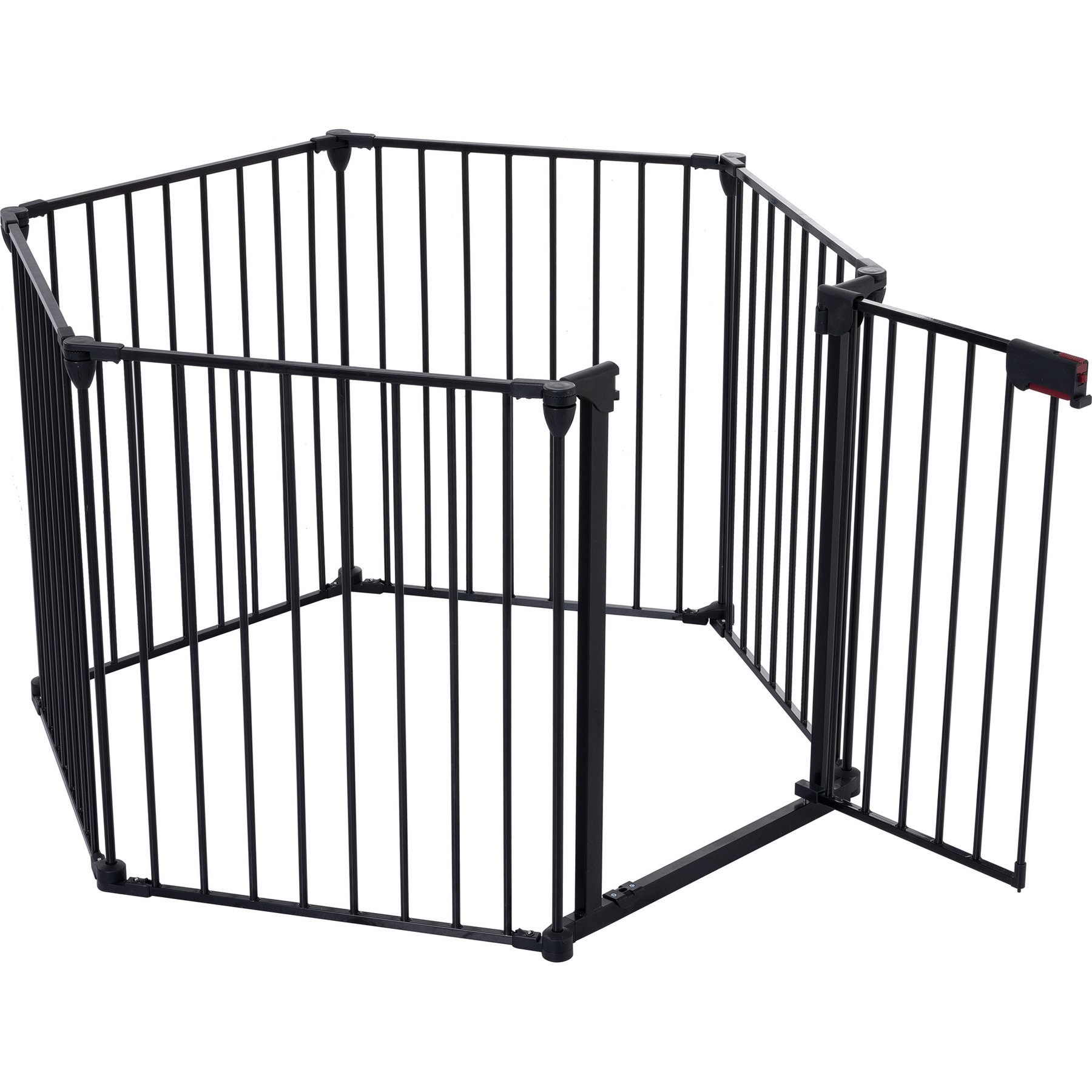 Zeus & Ruta Adjustable Safety Gate Dog Playpen, Black, 29-in, 6 panel
