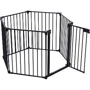 Zeus & Ruta Adjustable Safety Gate Dog Playpen, Black, 29-in, 6 panel