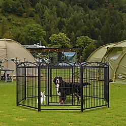 Zeus & Ruta Metal Foldable Dog Playpen, Black, 32-in, 8 panel slide 2 of 6