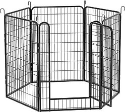 Zeus & Ruta Metal Dog Playpen with Door, Black, 39.37-in, 6 panel