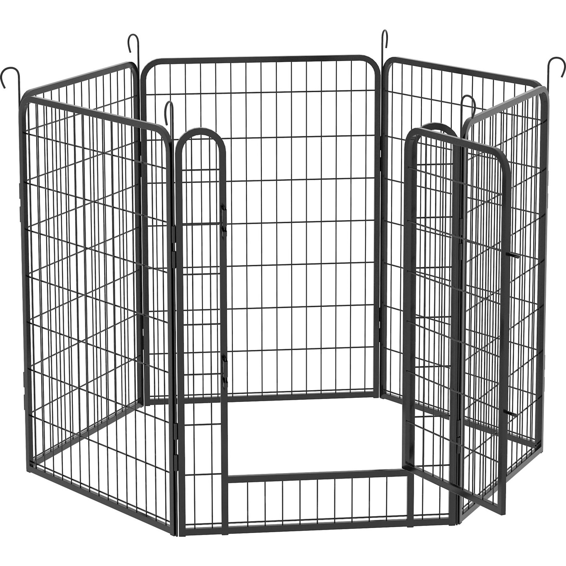 Zeus & Ruta Metal Dog Playpen with Door, Black, 39.37-in, 6 panel