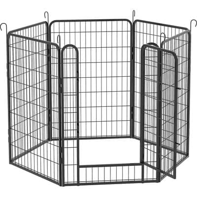 Zeus & Ruta Zeus & Ruta Metal Dog Playpen with Door, Black, 39.37-in, 6 panel