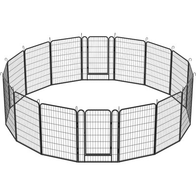 Zeus & Ruta Zeus & Ruta Metal Dog Playpen with Door, Black, 39.37-in, 16 panel