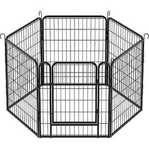 Zeus & Ruta Metal Dog Playpen with Door, Black, 31.7-in, 6 panel