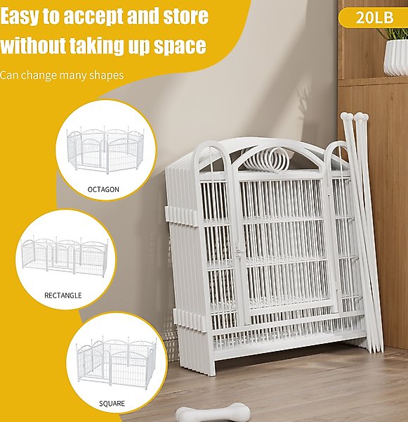 Show full view: Zeus & Ruta Foldable Metal Dog Playpen, White, 24-in, 8 panel slide 5 of 6