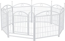 Zeus & Ruta Foldable Metal Dog Playpen, White, 24-in, 8 panel