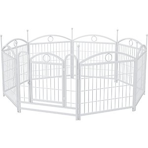 Zeus & Ruta Foldable Metal Dog Playpen, White, 24-in, 8 panel