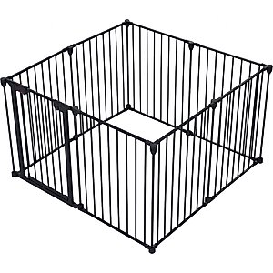 Zeus & Ruta Adjustable Safety Gate Dog Playpen, Black, 29-in, 8 panel