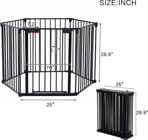 Show full view: Zeus & Ruta Adjustable Safety Gate Dog Playpen, Black, 29-in, 6 panel slide 6 of 6