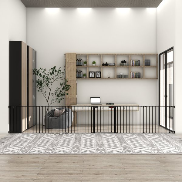 Show full view: Zeus & Ruta Adjustable Safety Gate Dog Playpen, Black, 29-in, 6 panel slide 2 of 6