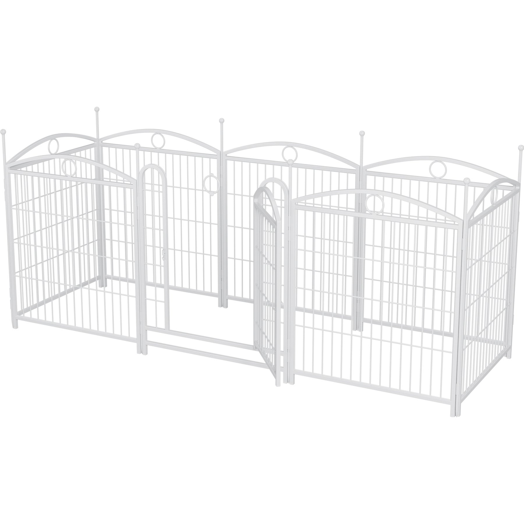 Zeus & Ruta Metal Foldable Dog Playpen, White, 32-in, 8 panel