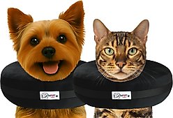 COMFURT COLLAR Stuffed Not Inflatable Dog & Cat Recovery Collar, Black, Small