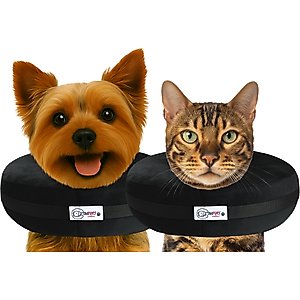 COMFURT COLLAR Stuffed Not Inflatable Dog & Cat Recovery Collar, Black, Small