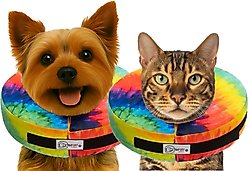 COMFURT COLLAR Stuffed Not Inflatable Dog & Cat Recovery Collar, Tie/Dye, Small