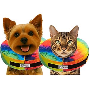 COMFURT COLLAR Stuffed Not Inflatable Dog & Cat Recovery Collar, Tie/Dye, Small