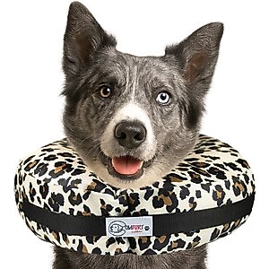 COMFURT COLLAR Stuffed Not Inflatable Dog & Cat Recovery Collar, Cheetah, Large