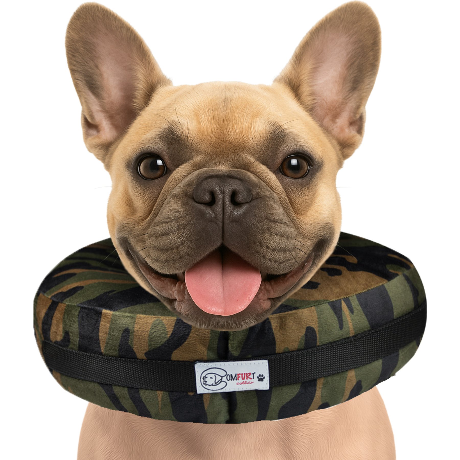 COMFURT COLLAR Stuffed Not Inflatable Dog & Cat Recovery Collar, Camo, Medium