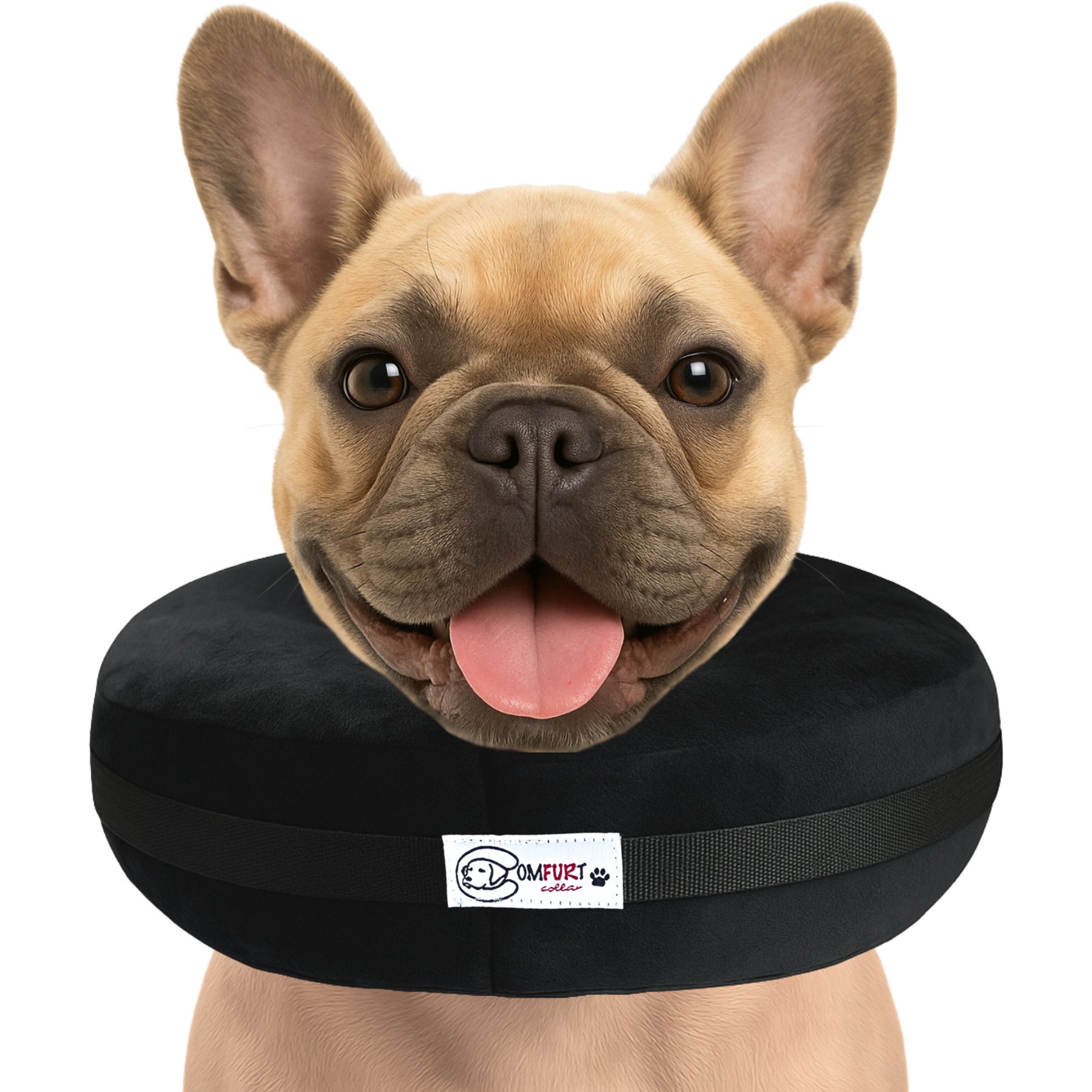 COMFURT COLLAR Stuffed Not Inflatable Dog & Cat Recovery Collar, Black, Medium