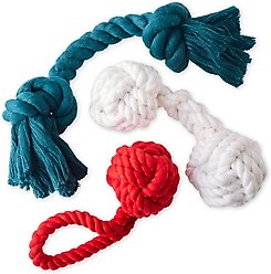 Pet Passion Christmas Brady Braided Rope Dog Tug Toy, 3 count, Holiday