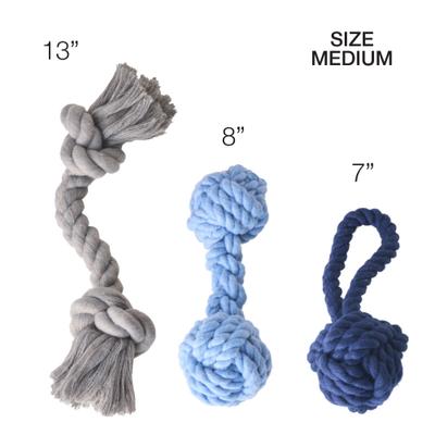 Show full view: Pet Passion Christmas Brady Braided Rope Dog Tug Toy, 3 count, Blue Ombre slide 5 of 7
