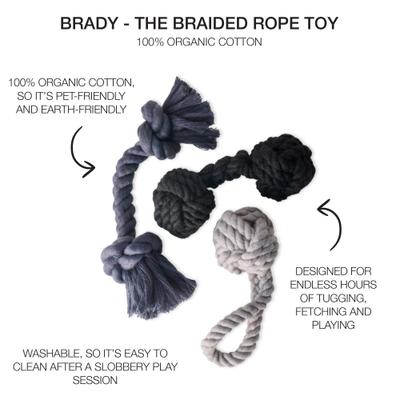 Show full view: Pet Passion Christmas Brady Braided Rope Dog Tug Toy, 3 count, Gray Ombre slide 2 of 7