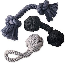 Pet Passion Brady Braided Rope Dog Tug Toy, 3 count, Gray Ombre