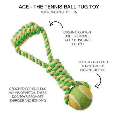 Show full view: Pet Passion Ace Tennis Ball Dog Tug Toy, Yellow slide 2 of 5