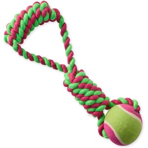Pet Passion Ace Tennis Ball Dog Tug Toy, Pink