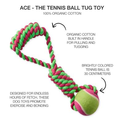 Show full view: Pet Passion Ace Tennis Ball Dog Tug Toy, Pink slide 2 of 5