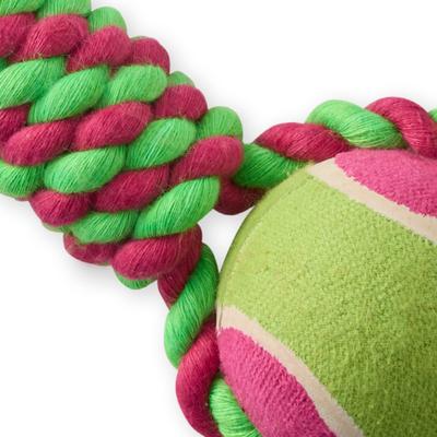 Show full view: Pet Passion Ace Tennis Ball Dog Tug Toy, Pink slide 3 of 5