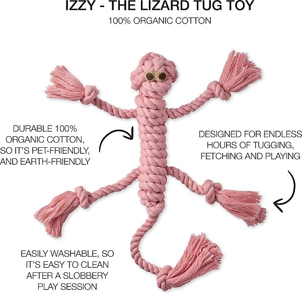 Show full view: Pet Passion Izzy Lizard Dog Tug Toy, Pink slide 2 of 3