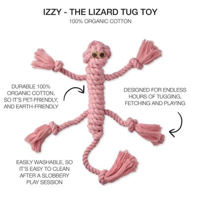 Show full view: Pet Passion Izzy Lizard Dog Tug Toy, Pink slide 3 of 4